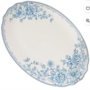 💕 2025 The Pioneer Woman Agatha Blue Floral Oval Serving 16 Inch Platter